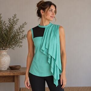 Robert Rodriguez Green Black Sleeveless Knit Top Medium